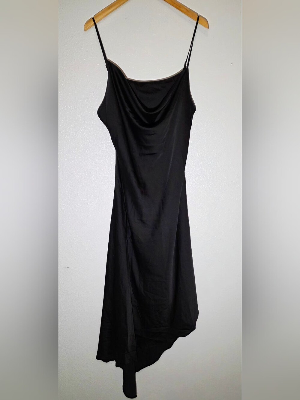 Forever 21 Black Satin Cowl Slip Maxi Dress